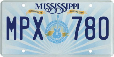 MS license plate MPX780