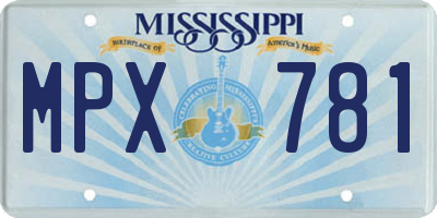 MS license plate MPX781