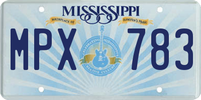 MS license plate MPX783
