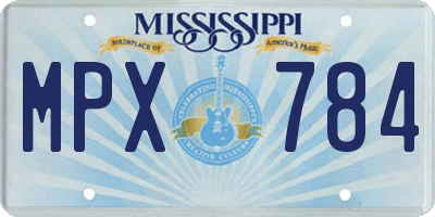 MS license plate MPX784