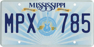 MS license plate MPX785