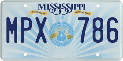MS license plate MPX786