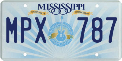 MS license plate MPX787