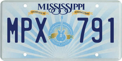 MS license plate MPX791