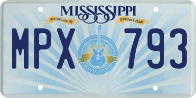 MS license plate MPX793