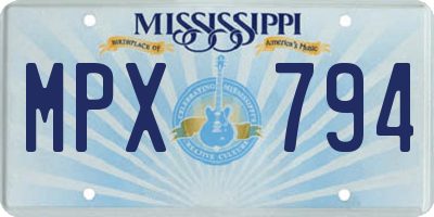 MS license plate MPX794