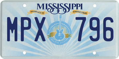 MS license plate MPX796