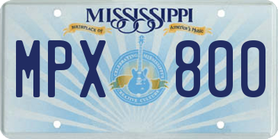 MS license plate MPX800