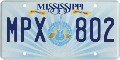 MS license plate MPX802