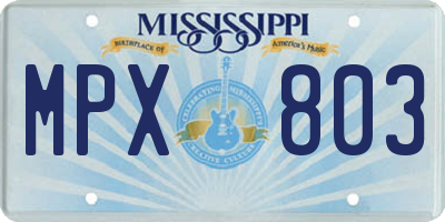 MS license plate MPX803