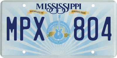 MS license plate MPX804