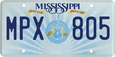 MS license plate MPX805