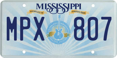 MS license plate MPX807