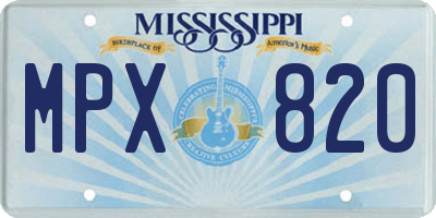 MS license plate MPX820