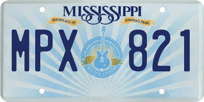 MS license plate MPX821
