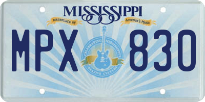 MS license plate MPX830