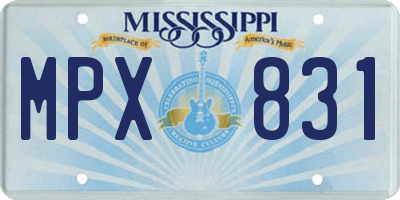 MS license plate MPX831