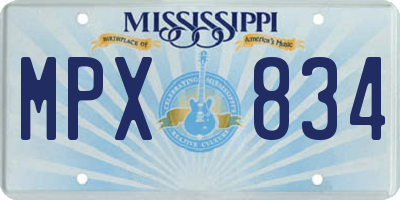 MS license plate MPX834