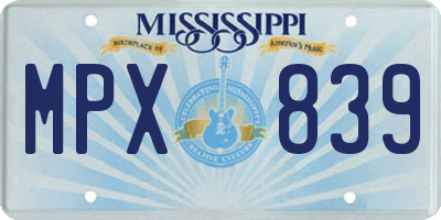 MS license plate MPX839