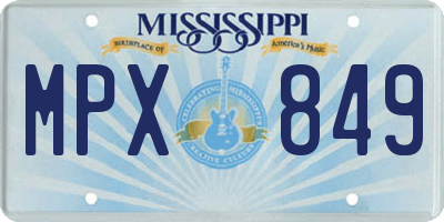 MS license plate MPX849