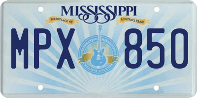 MS license plate MPX850