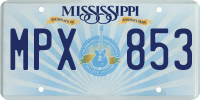 MS license plate MPX853