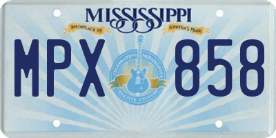 MS license plate MPX858