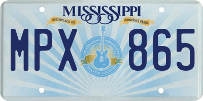 MS license plate MPX865
