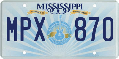 MS license plate MPX870