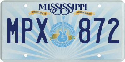 MS license plate MPX872