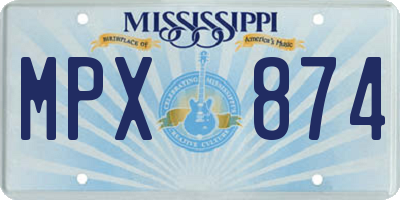 MS license plate MPX874