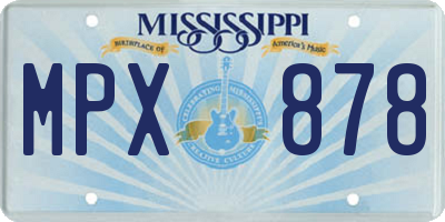 MS license plate MPX878