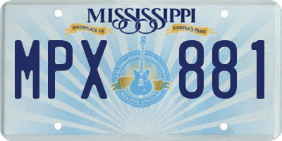 MS license plate MPX881
