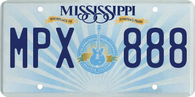 MS license plate MPX888
