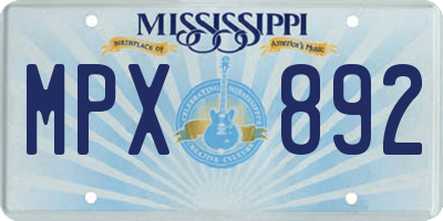 MS license plate MPX892