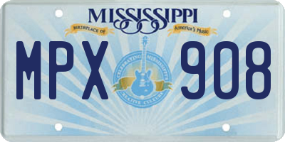 MS license plate MPX908