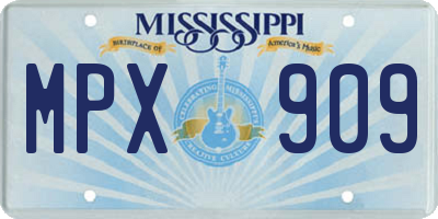 MS license plate MPX909