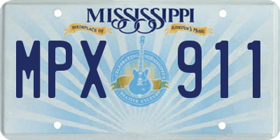 MS license plate MPX911