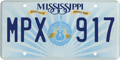 MS license plate MPX917
