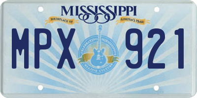 MS license plate MPX921