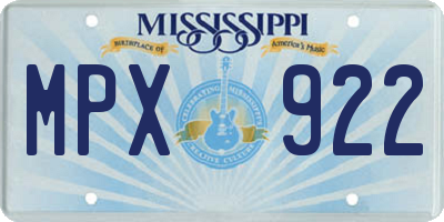 MS license plate MPX922