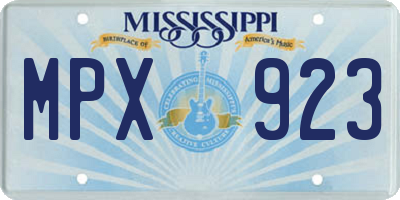 MS license plate MPX923