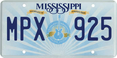 MS license plate MPX925