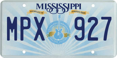 MS license plate MPX927