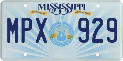 MS license plate MPX929