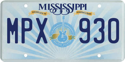 MS license plate MPX930
