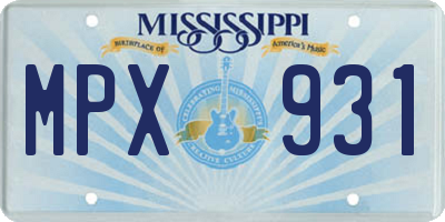 MS license plate MPX931