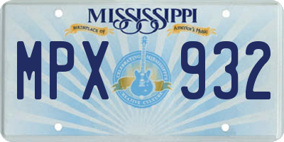 MS license plate MPX932