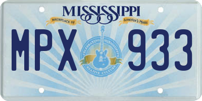 MS license plate MPX933