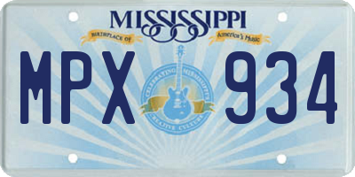 MS license plate MPX934